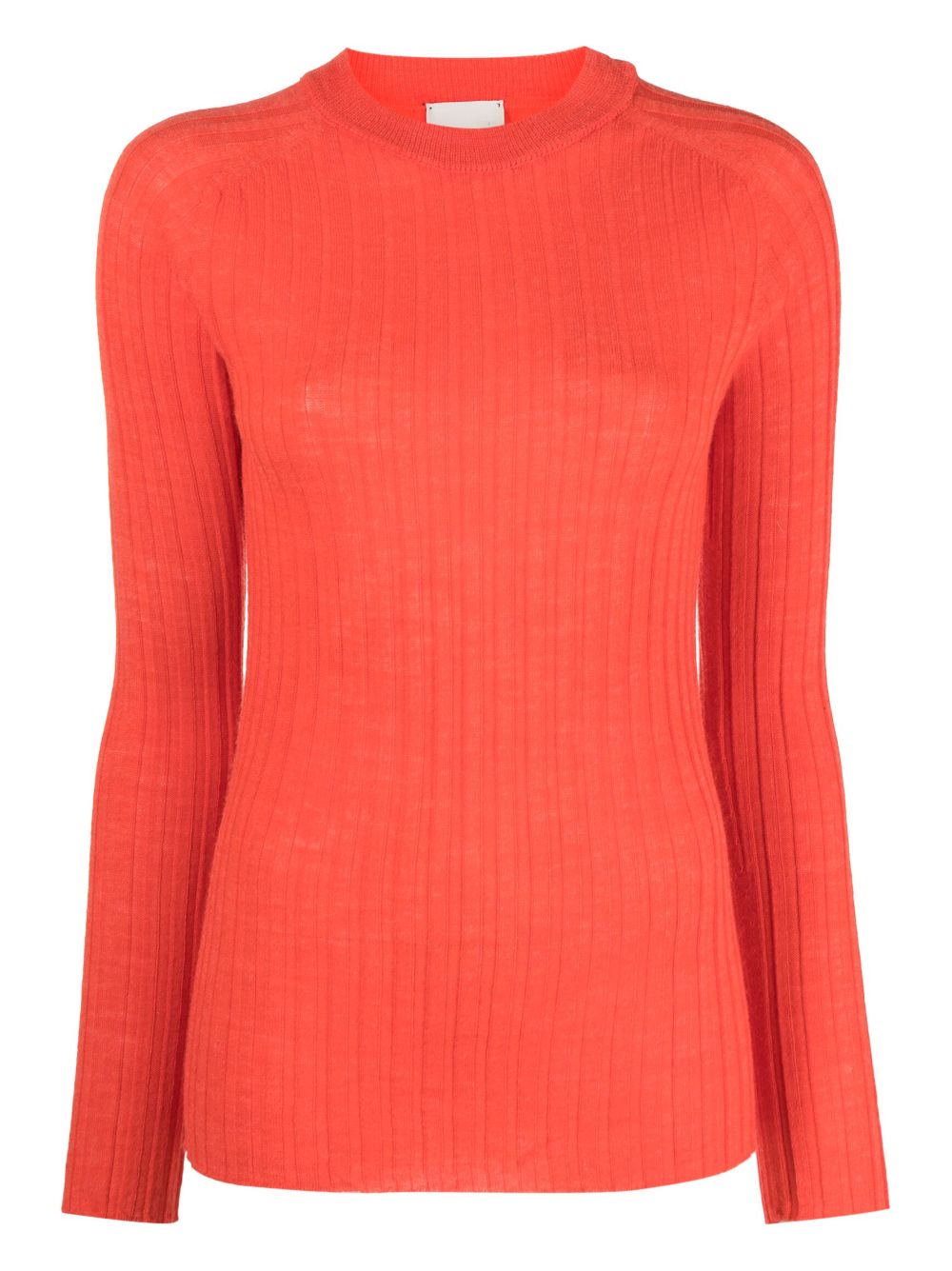 round-neck chunky ribbed-knit top