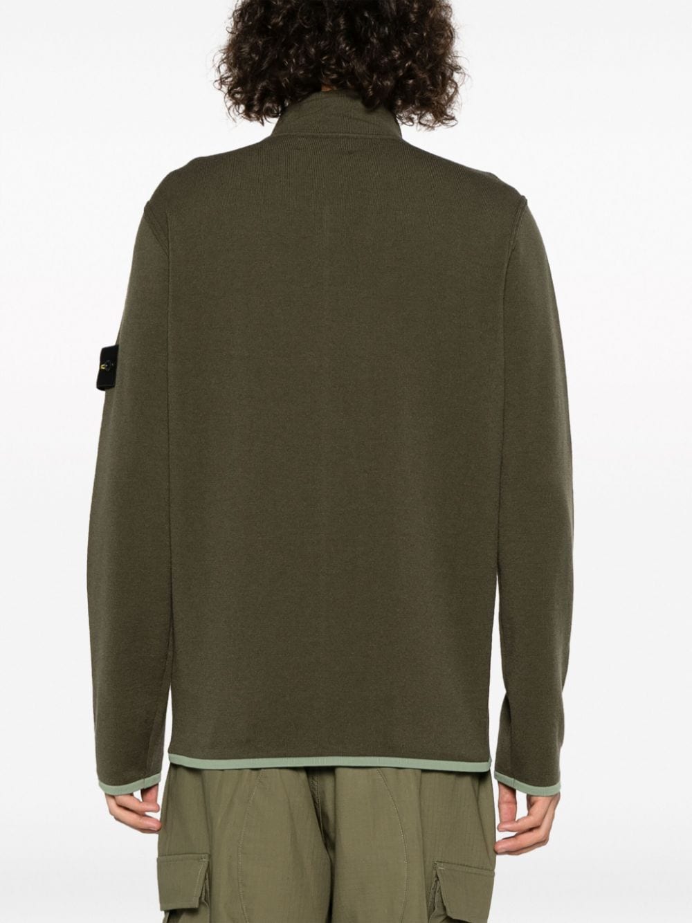 Shop Stone Island Compass-motif Zip-up Sweatshirt In 绿色