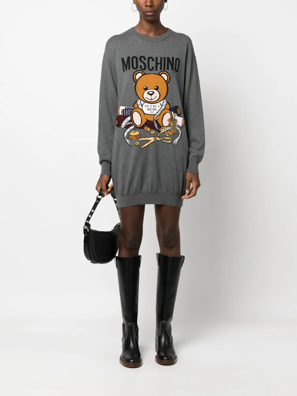 Moschino Jurk met logo - Grijs