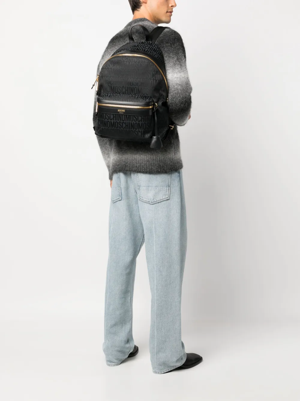 Moschino Rugzak met monogramprint - Zwart