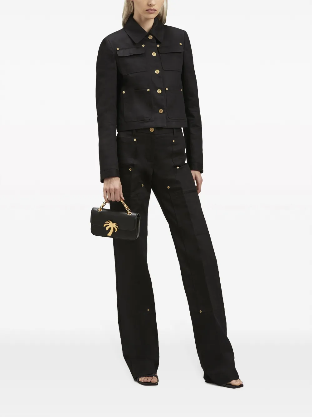 Palm Angels Cotton Utility Jacket In Black