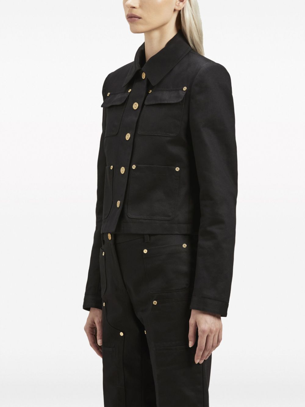 Shop Palm Angels Cotton-drill Jacket In Black