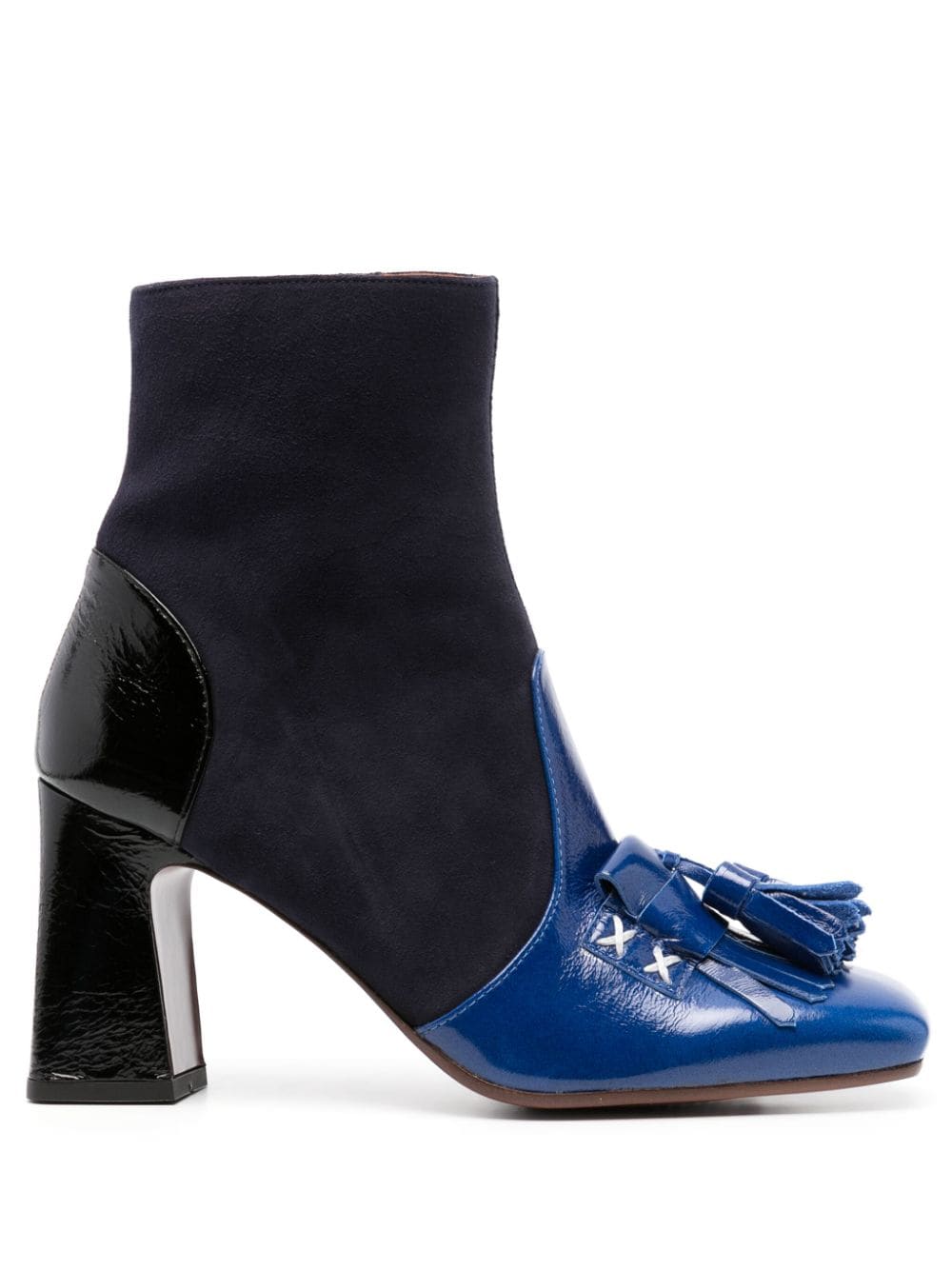 Chie Mihara 85mm Tassel Panelled Leather Boots In Blue