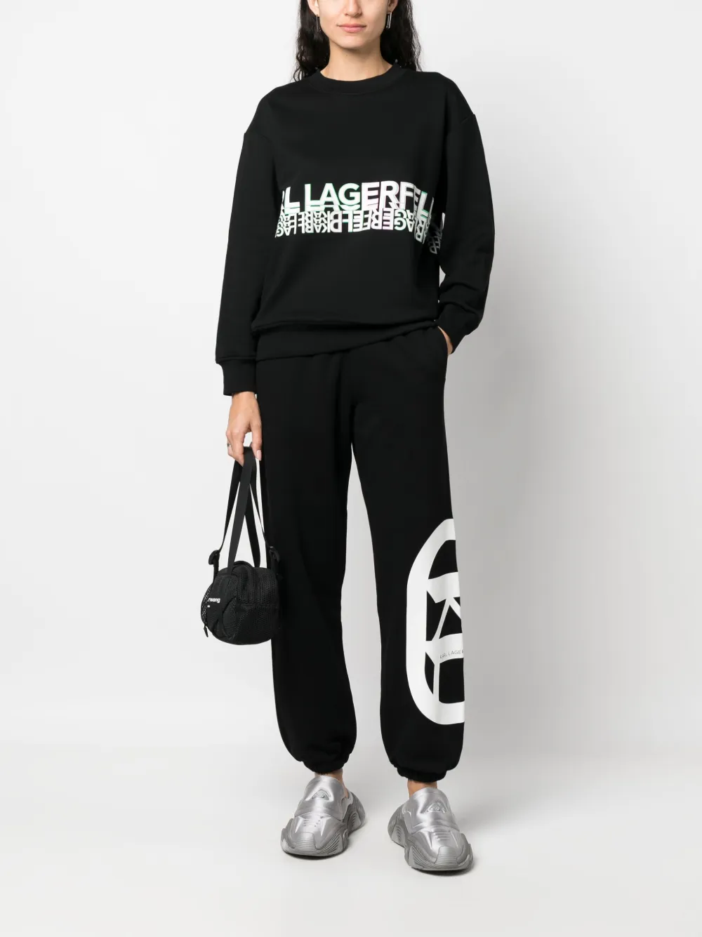 Karl Lagerfeld logo-print crew-neck sweatshirt - Zwart
