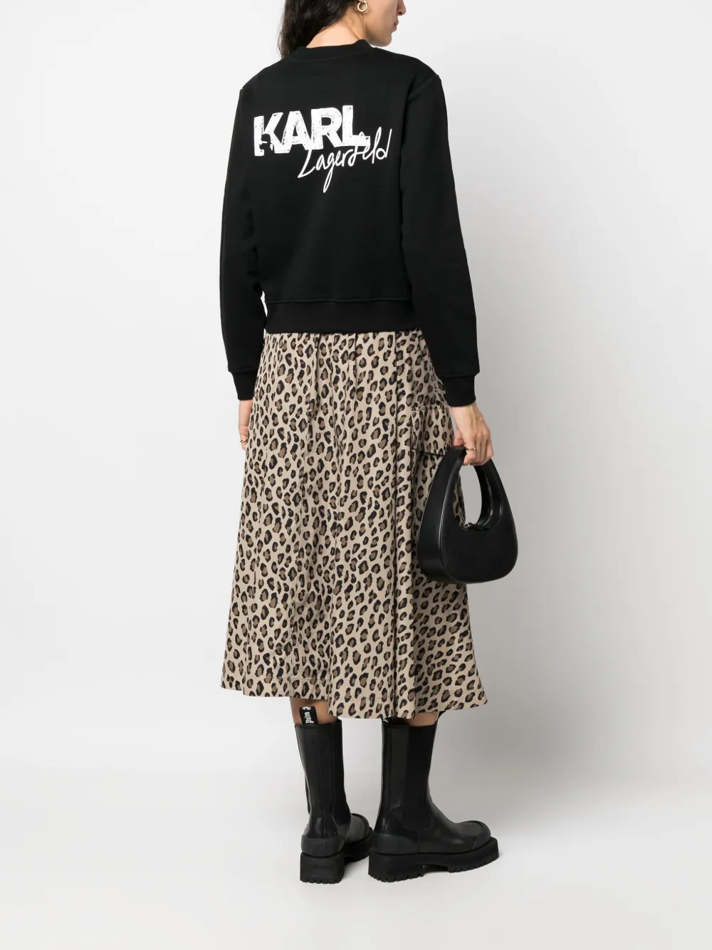 Karl Lagerfeld logo-print crew-neck sweatshirt - Zwart
