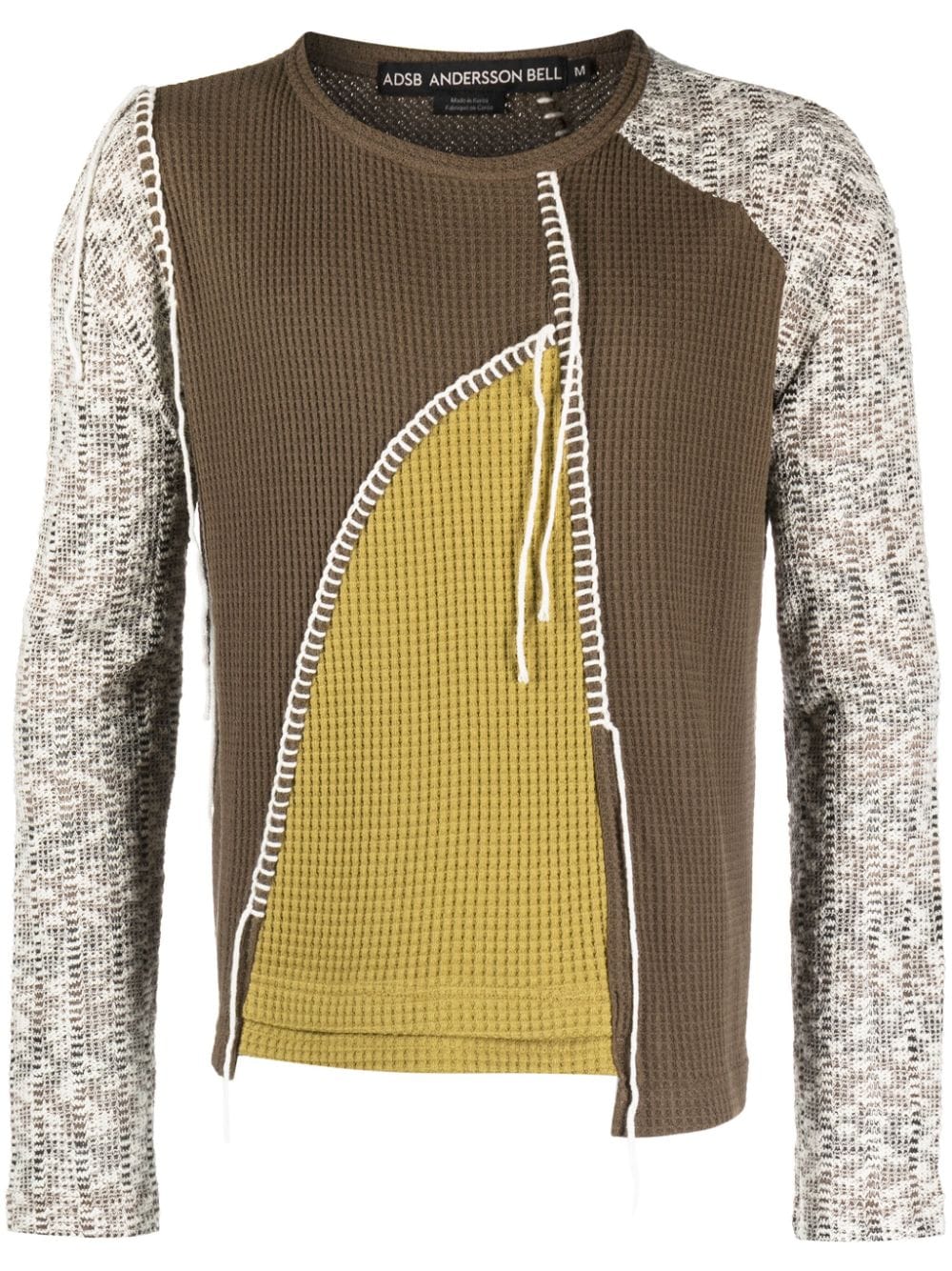 Andersson Bell Knitted Waffle-effect Top In Brown