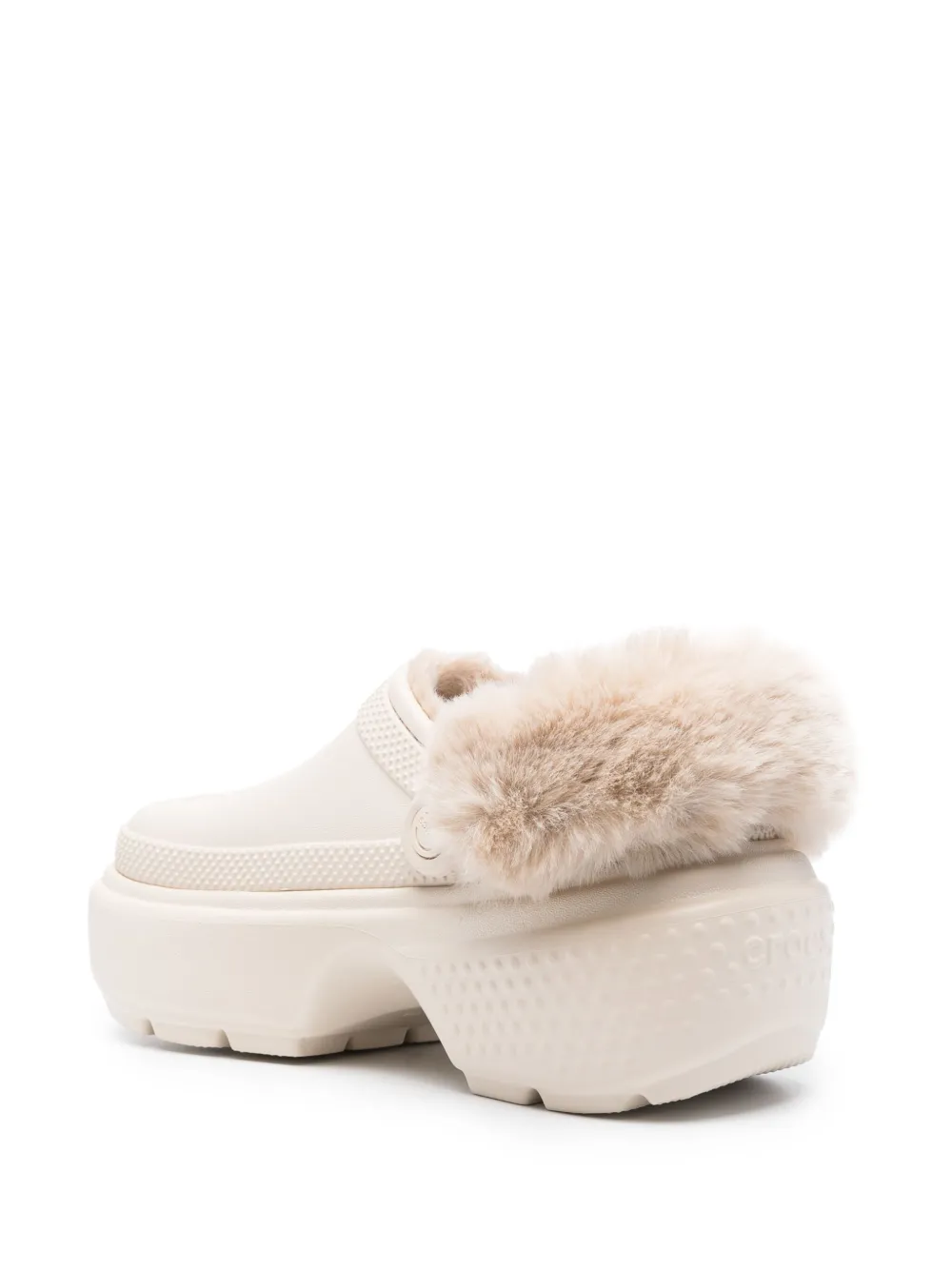 Crocs Faux-fur Platform Clogs In Neutral