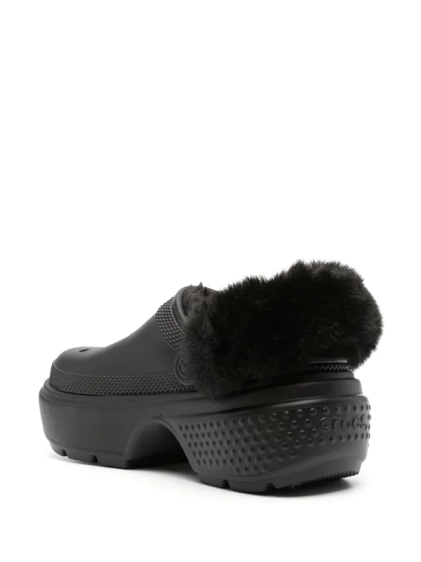 Crocs faux-fur Platform Clogs | Black | FARFETCH display picture 1