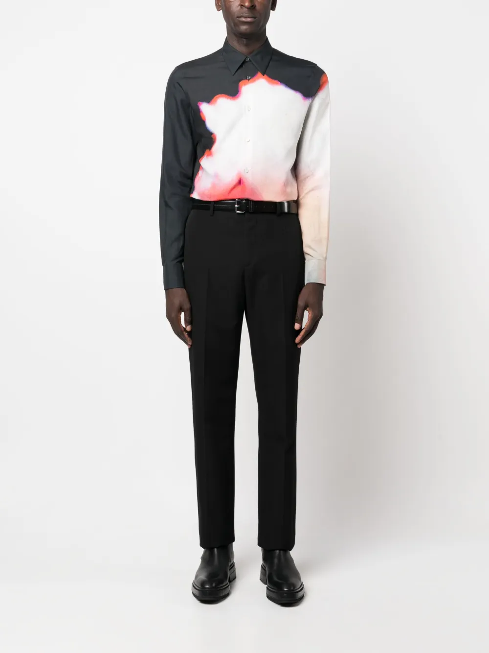 Alexander McQueen Solarised Flower silk shirt - Zwart