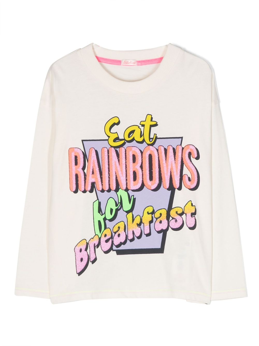 Billieblush Kids' Text-print Long-sleeve T-shirt In Bianco