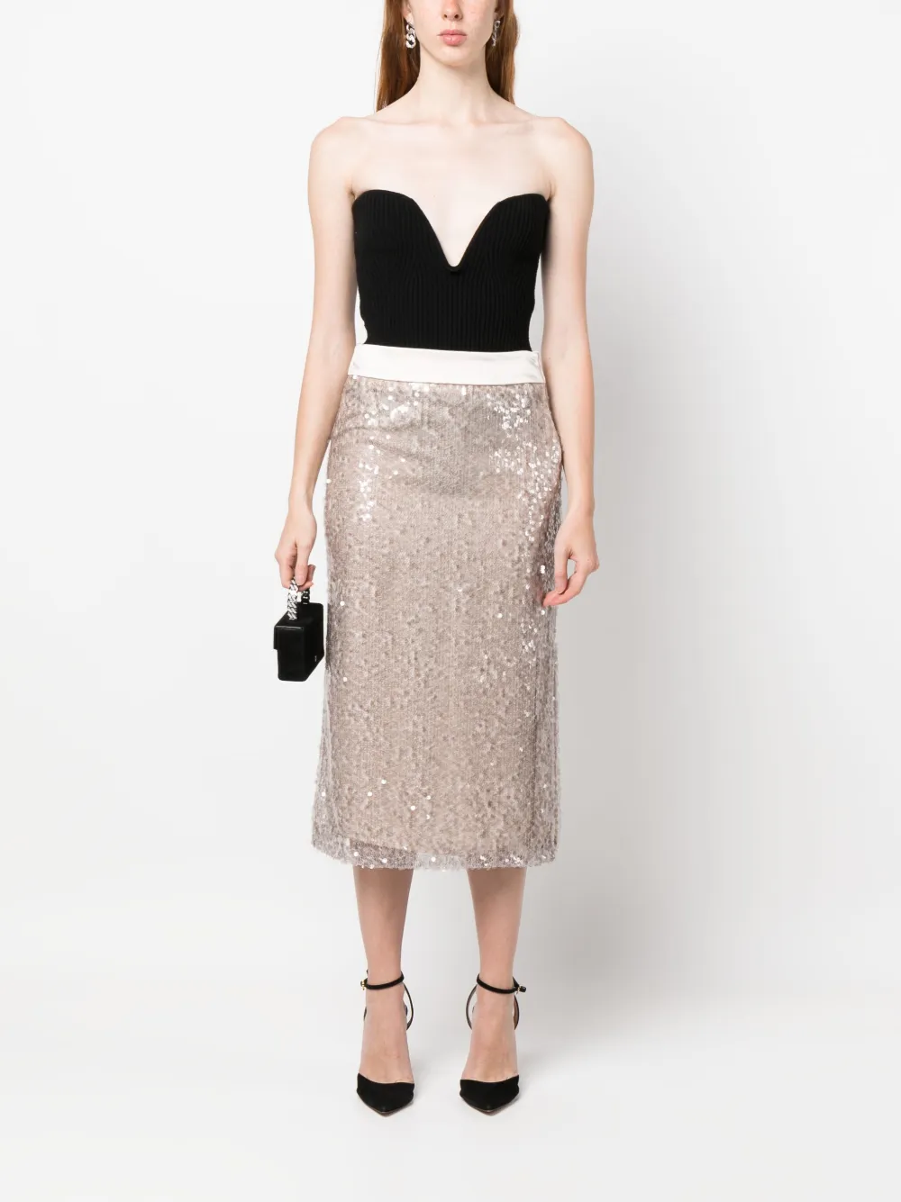 Peserico Midi-rok met pailletten - Beige