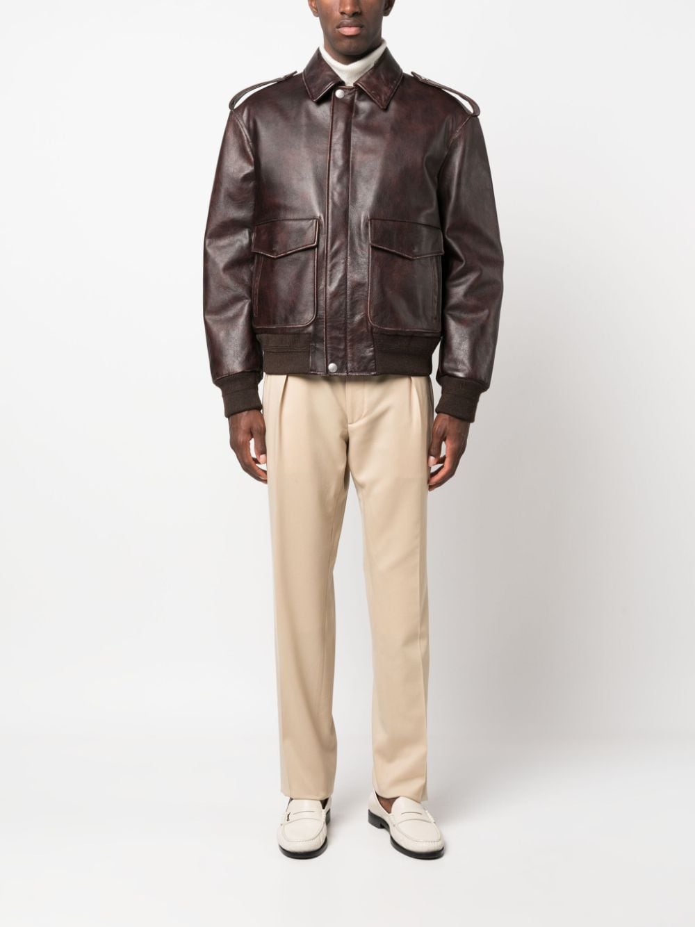 Bally pockets bomber leather jacket - Bruin