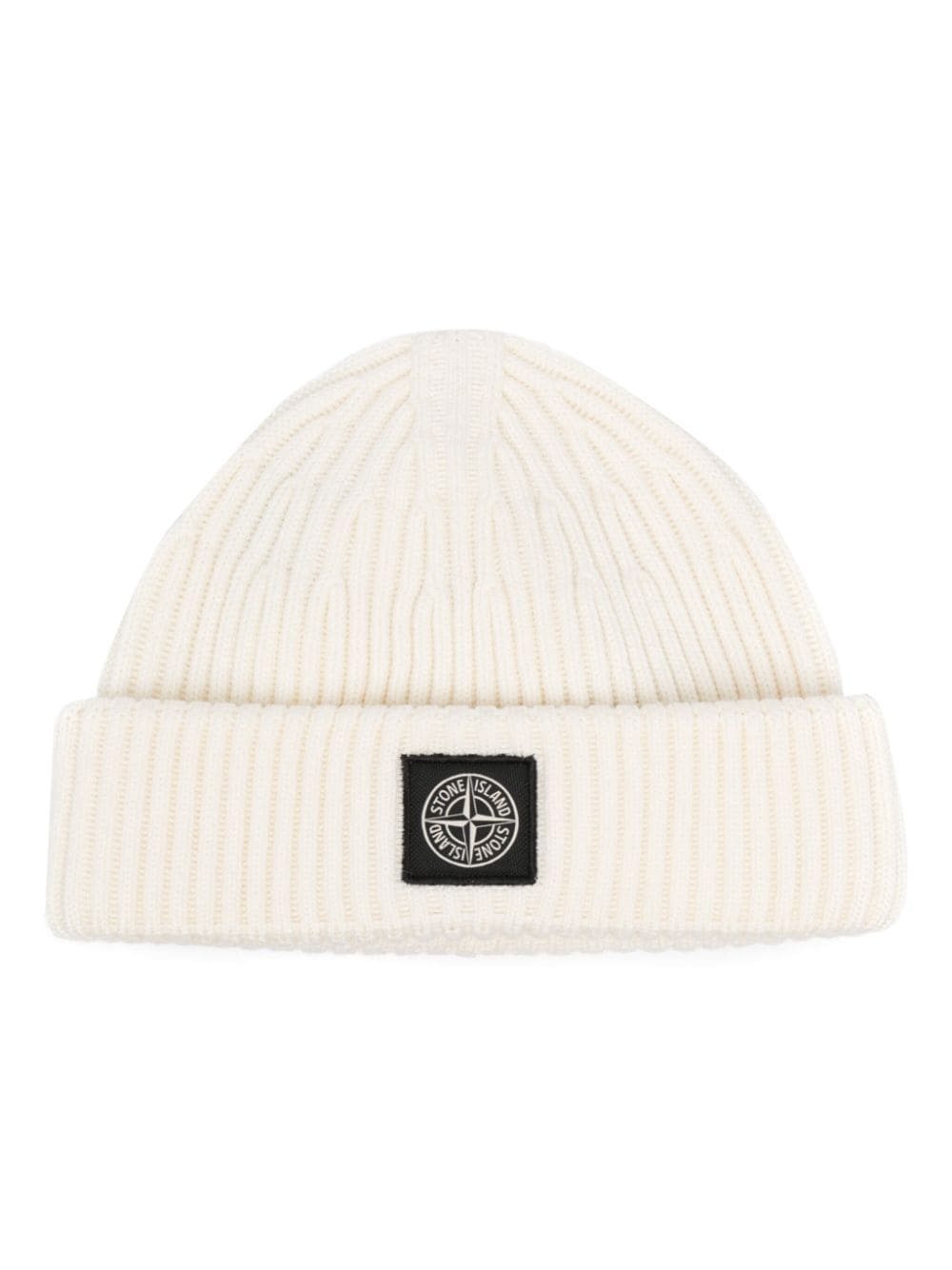 Compass-motif ribbed beanie