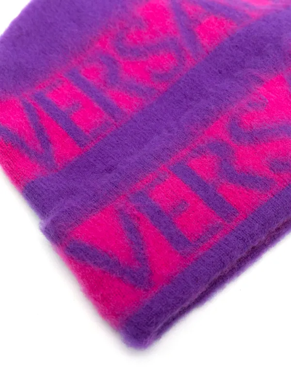 Versace Kids logo-print brushed-effect Beanie | Pink  display picture 1