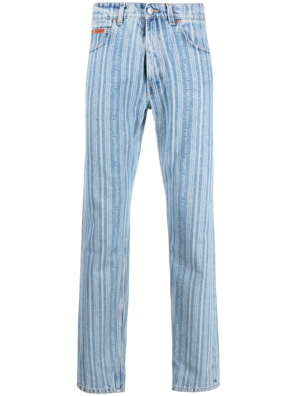 striped straight-leg jeans