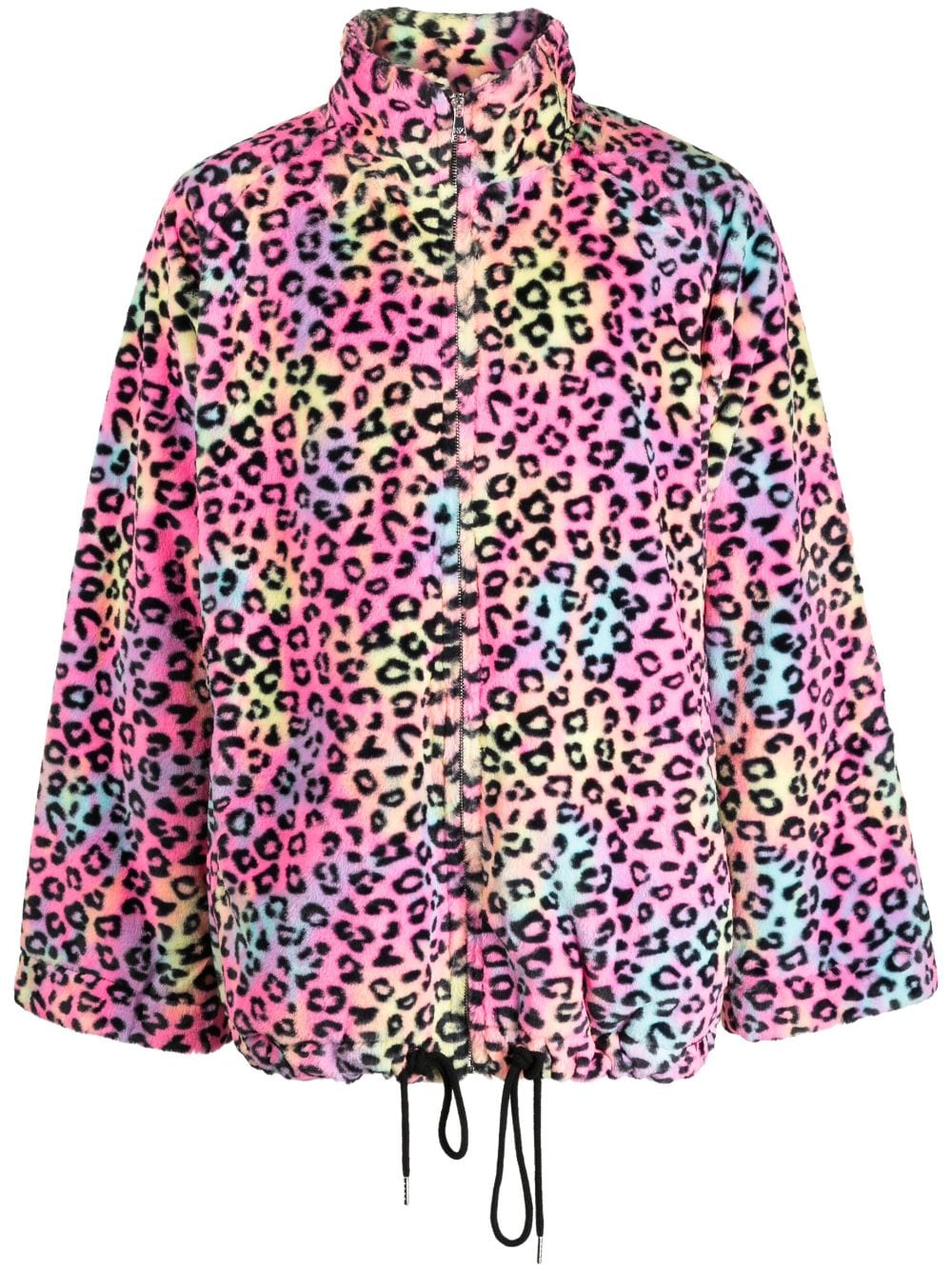 Natasha Zinko Leopard-print Stand-up Collar Jacket In Pink