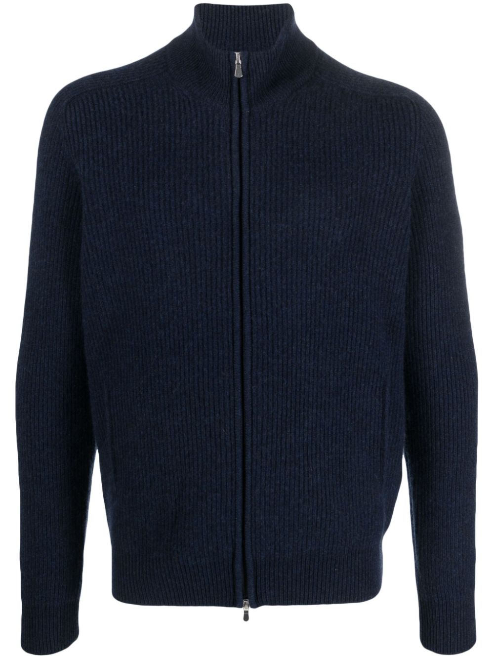 Barba ribbed-knit zipped cardigan - Blue