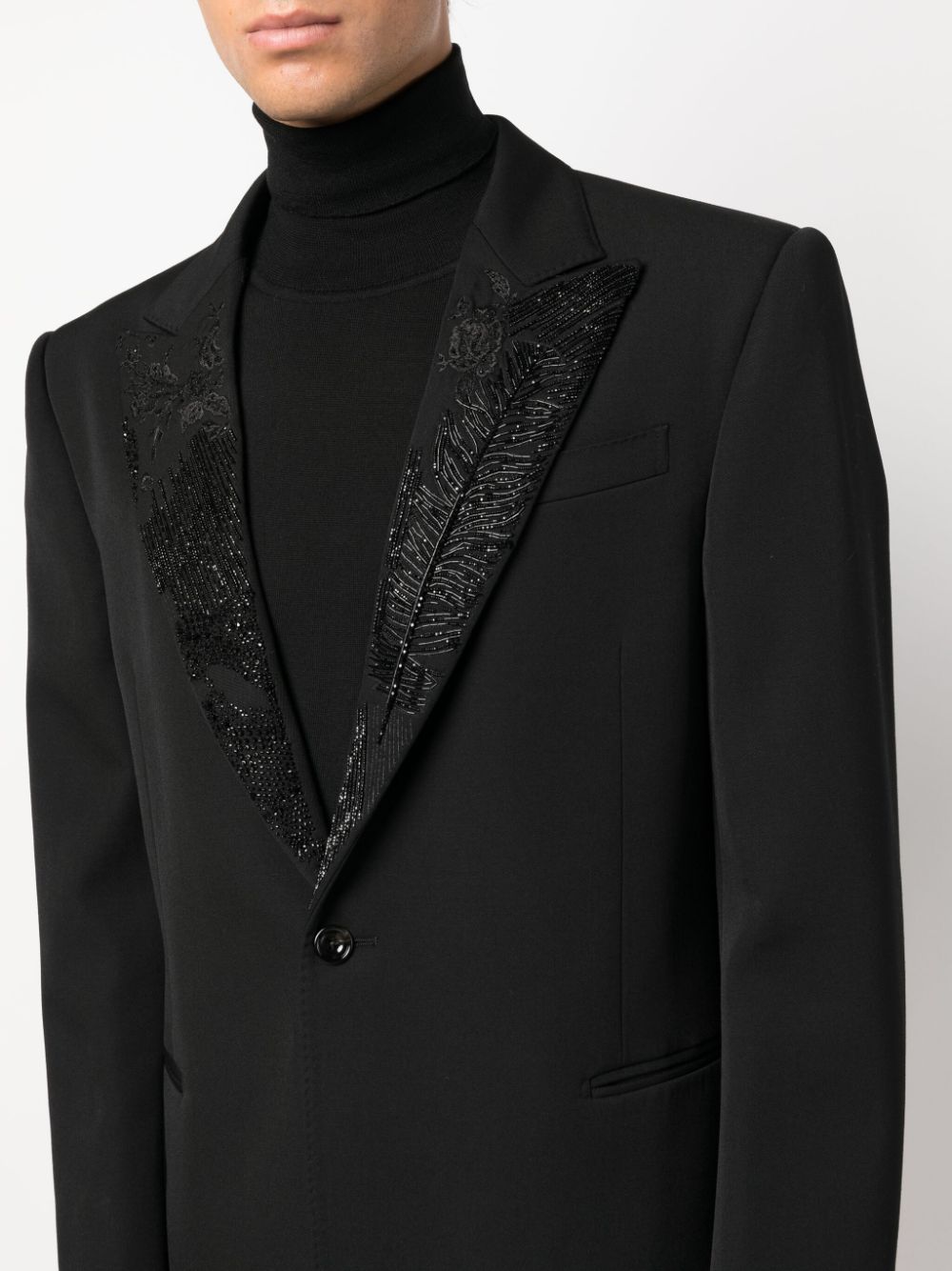 Alexander McQueen embroidered-lapel single-breasted blazer Men