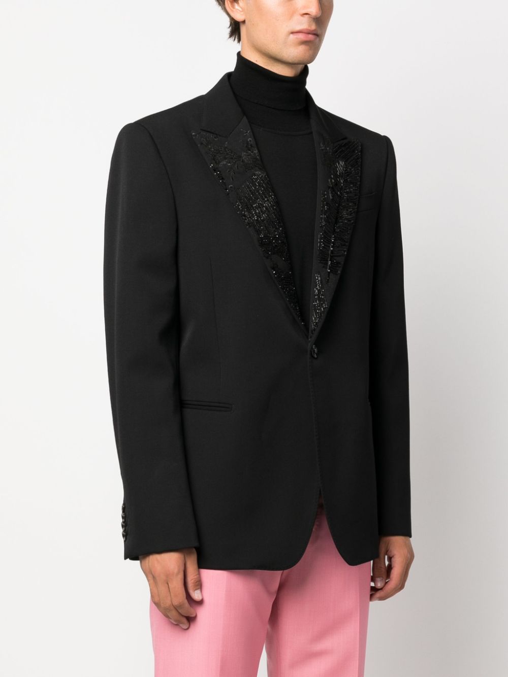 Alexander McQueen embroidered-lapel single-breasted blazer Men