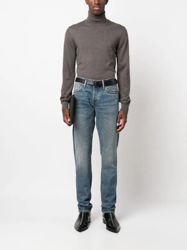 【関税込み】TOM FORD ブルー ストーンウォッシュ ジーンズ TOM FORD ストーンウォッシュ ストレートジーンズ | ブルー