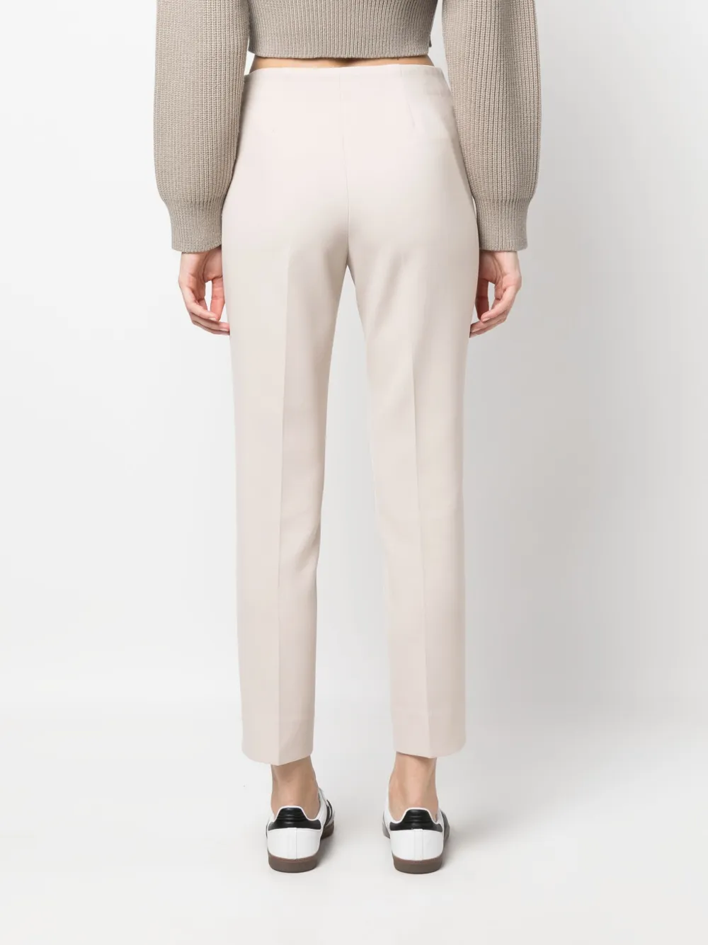Peserico Cropped Slim-fit Trousers In Neutrals