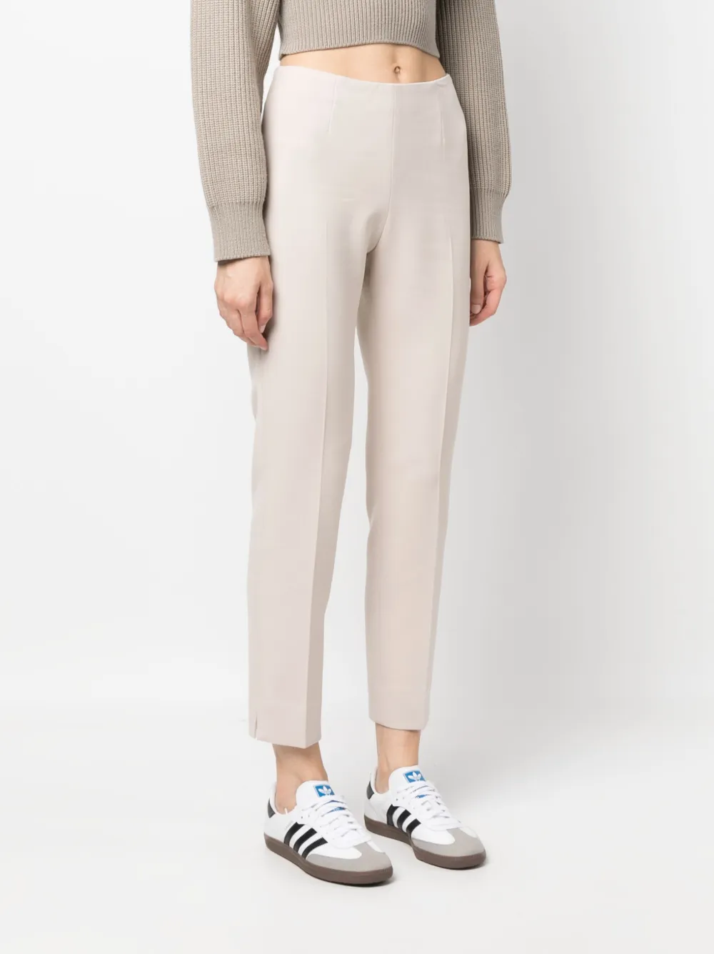 Peserico Cropped Slim-fit Trousers In Neutrals