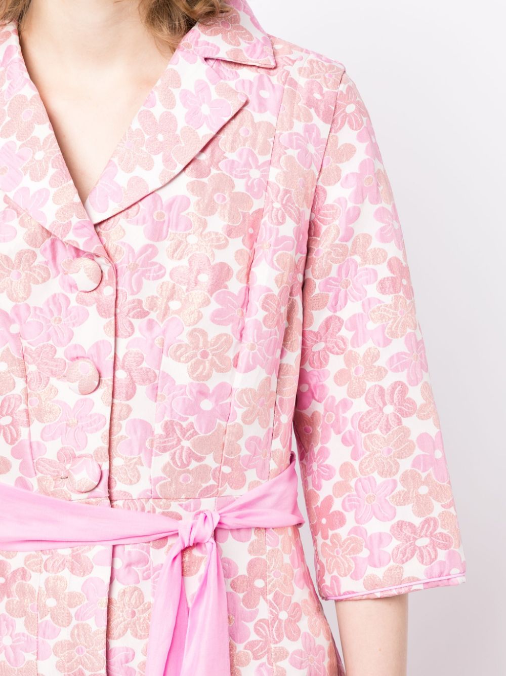 Shop Baruni Loretta Floral-print Gown Dress In 粉色