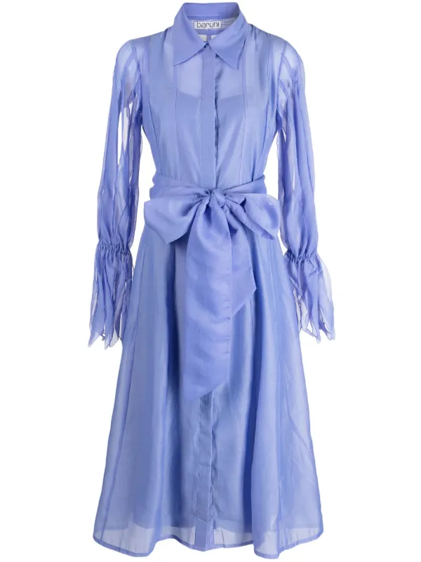 blue combination color dress UNDRESS HAVEN DEEP BLUE MINI SHIRT DRESS