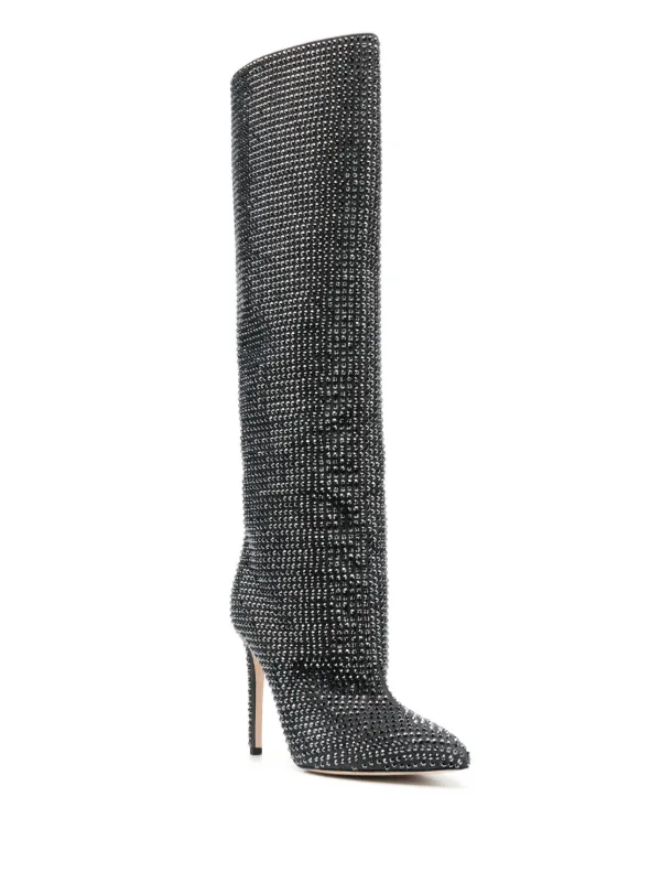 PARIS TEXAS Embellished スエード Holly ブーツ Holly embellished leather knee-high boots in green - Paris