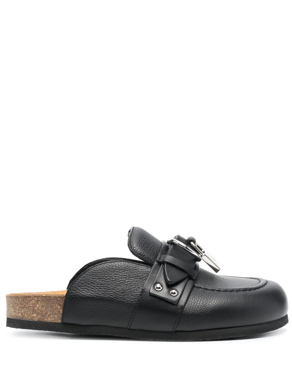 Jw Anderson Padlock-detail Leather Mules In Black