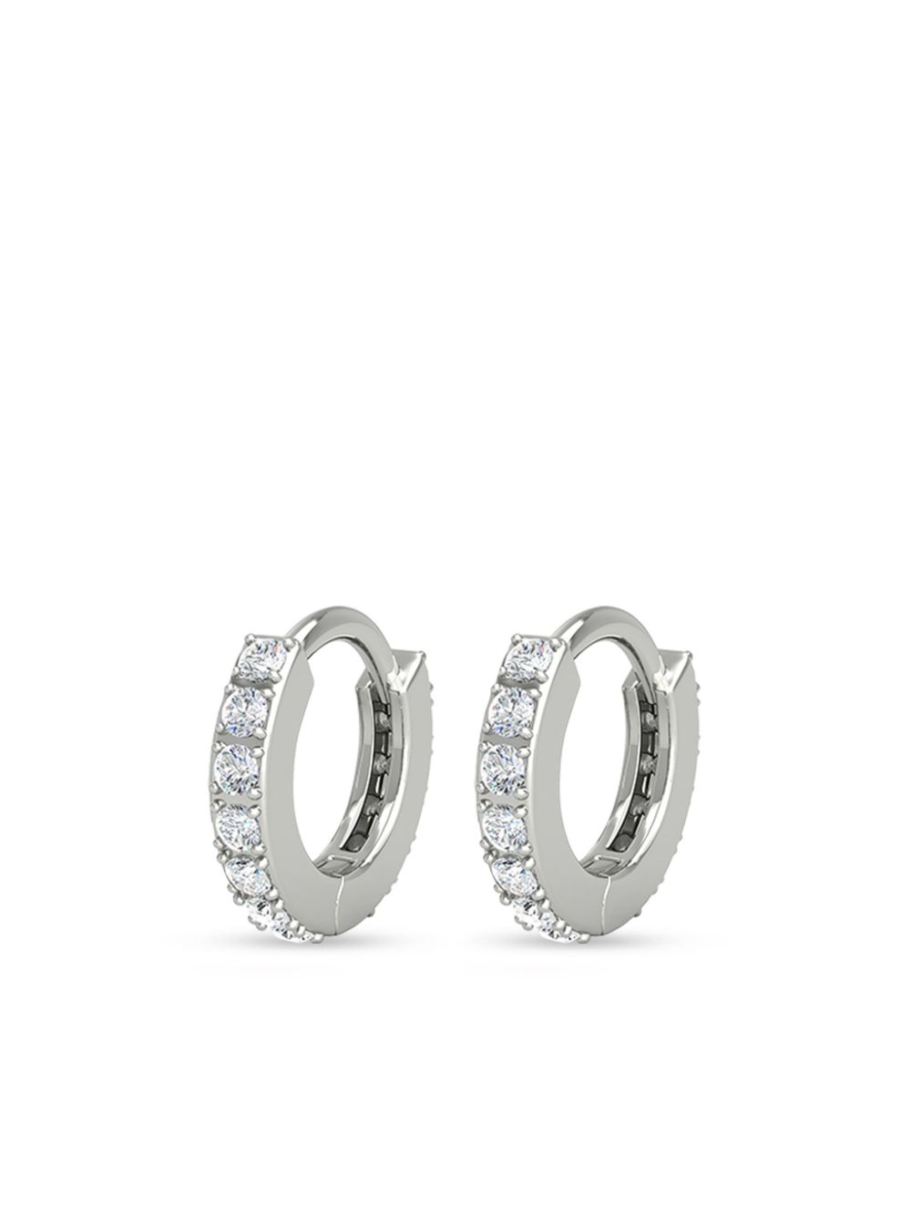 14kt recycled white gold diamond mini huggie earrings