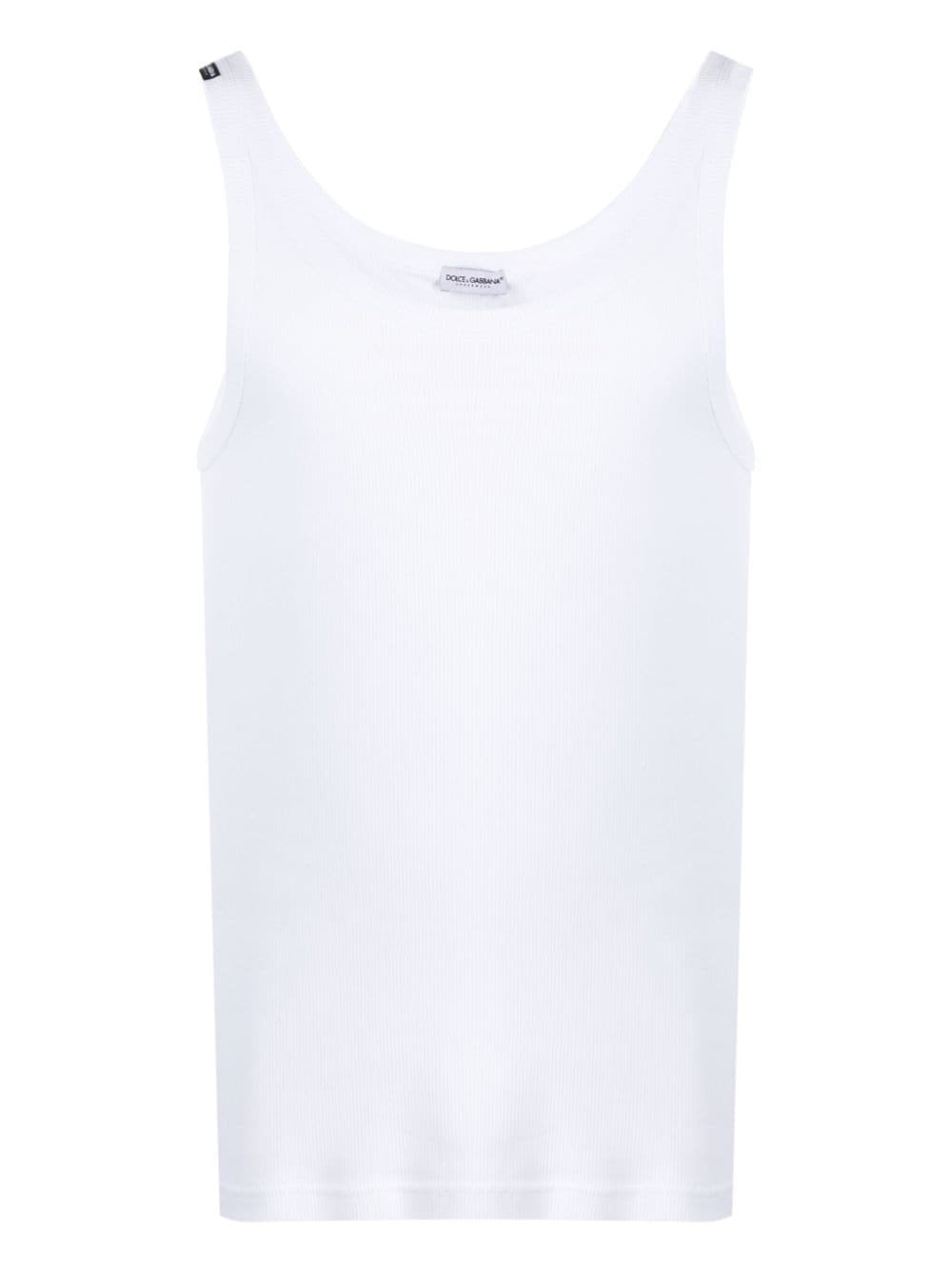 Shop Dolce & Gabbana Marcello Ribbed-knit Tank Top In White