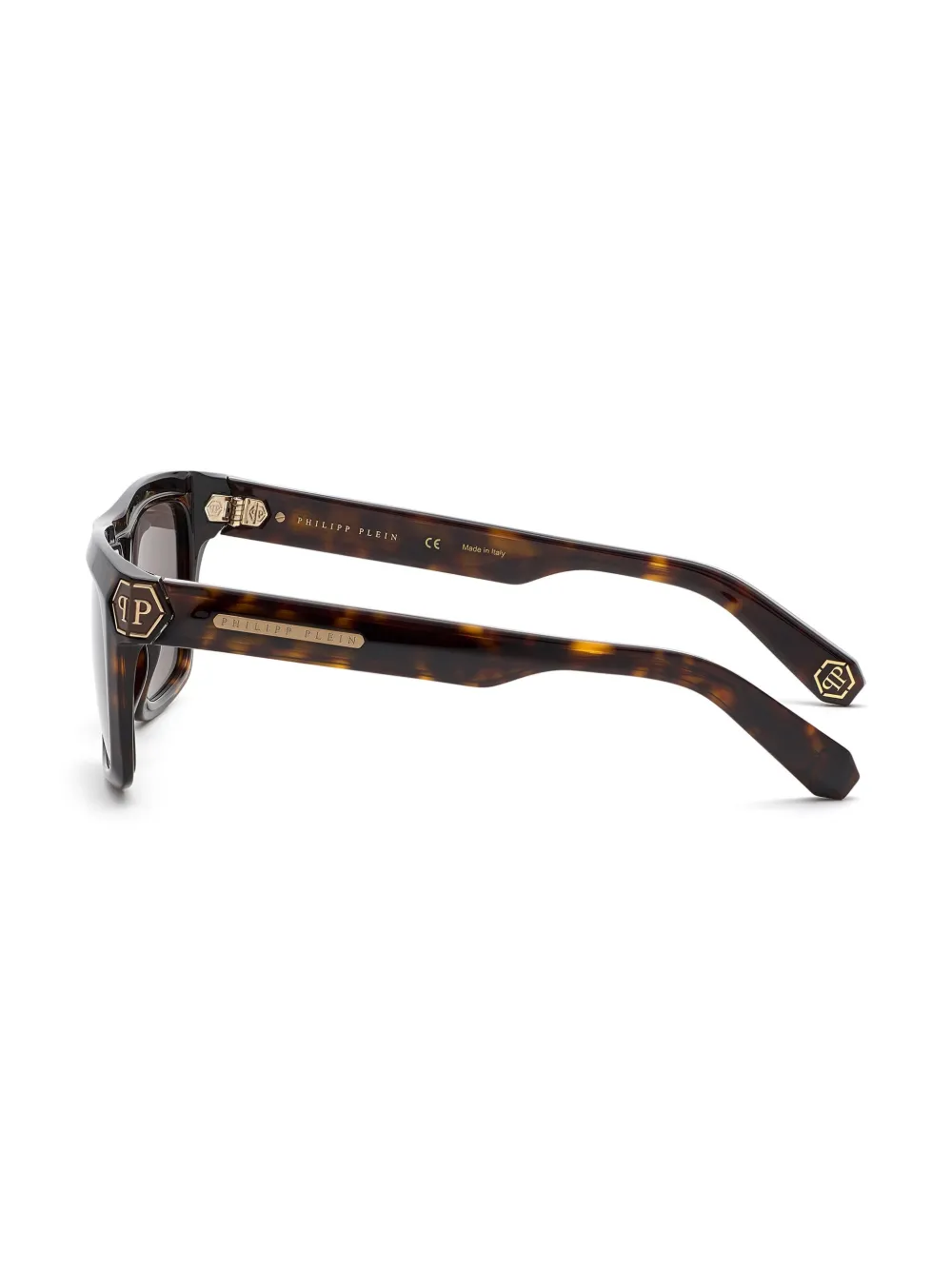 Shop Philipp Plein Hexagon Rectangular-frame Sunglasses In Brown