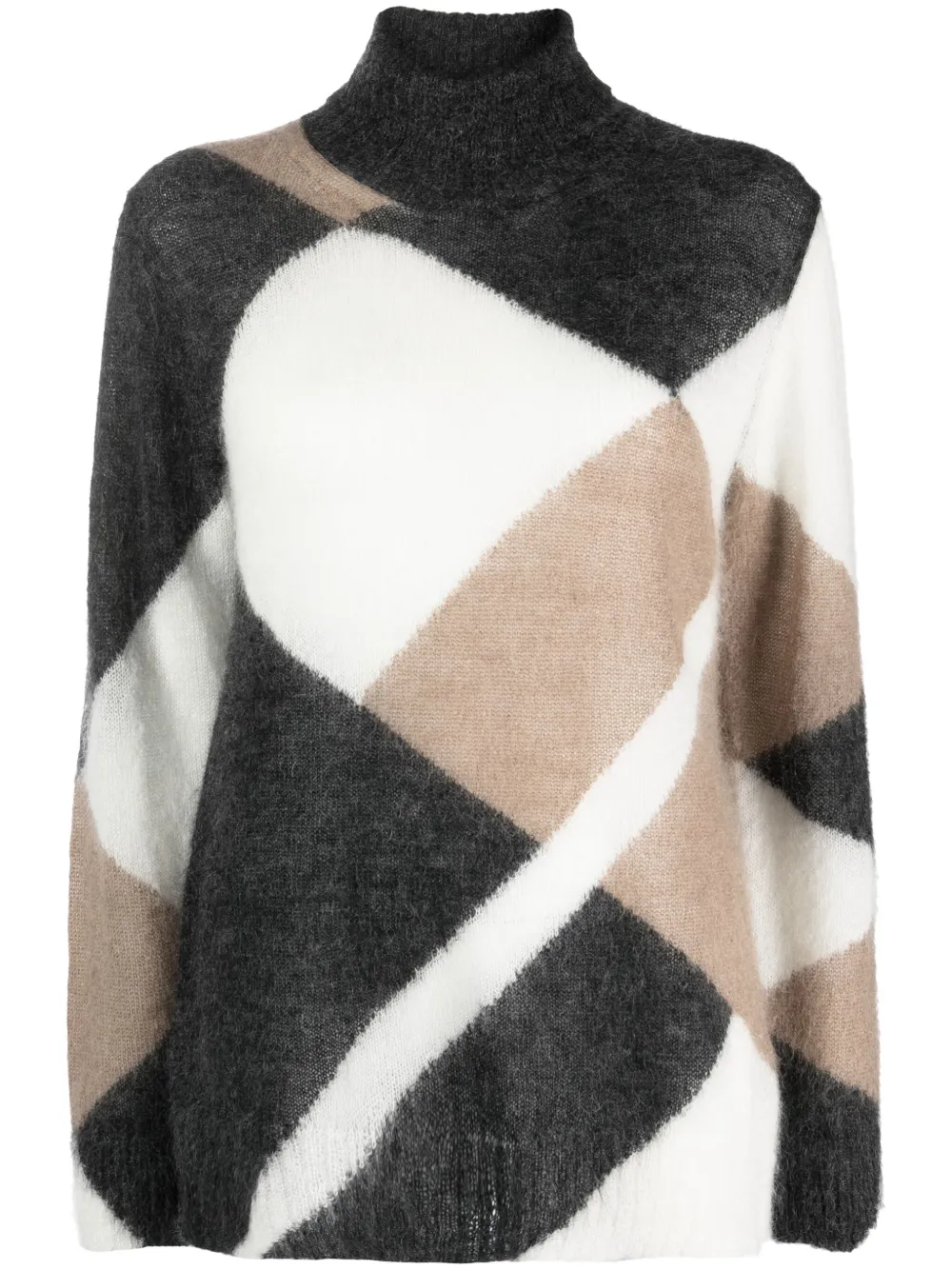 P.a.r.o.s.h Patterned Intarsia-knit High-neck Jumper In Neutrals