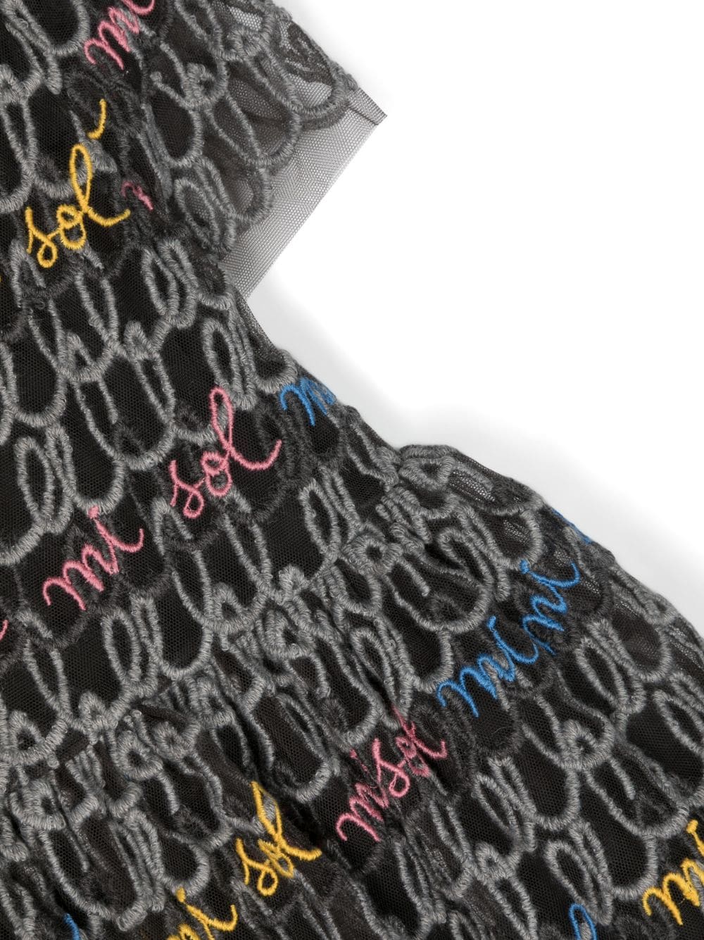 Shop Mi Mi Sol Logo-embroidered Tulle Dress In Grey