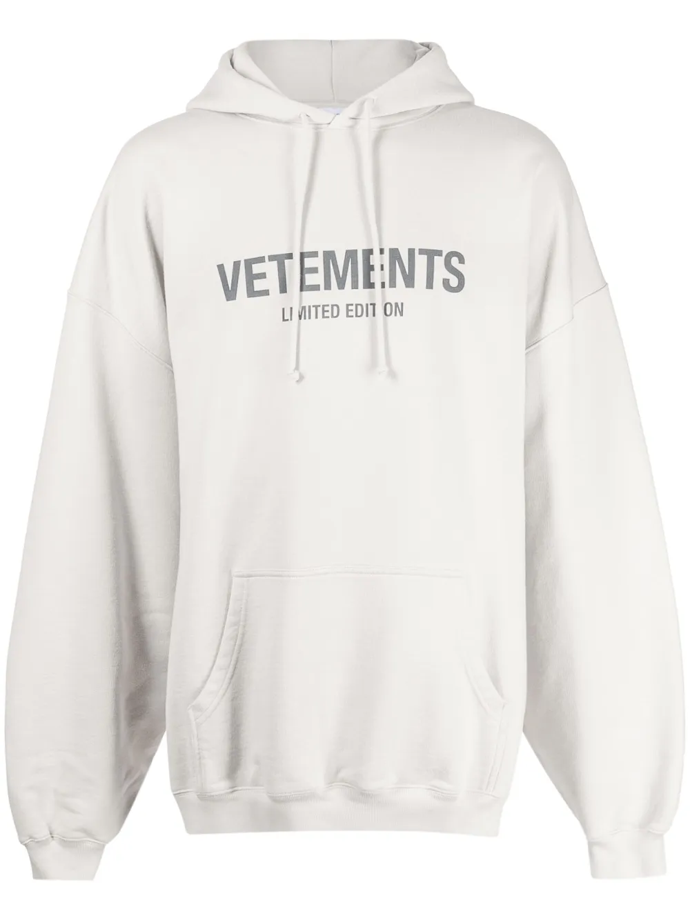 Shop Vetements Logo-print Drawstring Hoodie In Grey