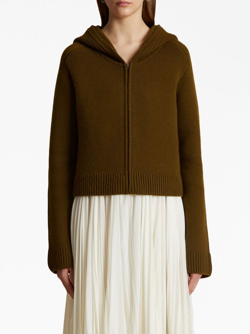 Shop Khaite The Winston Cashmere-blend Hoodie In Brown
