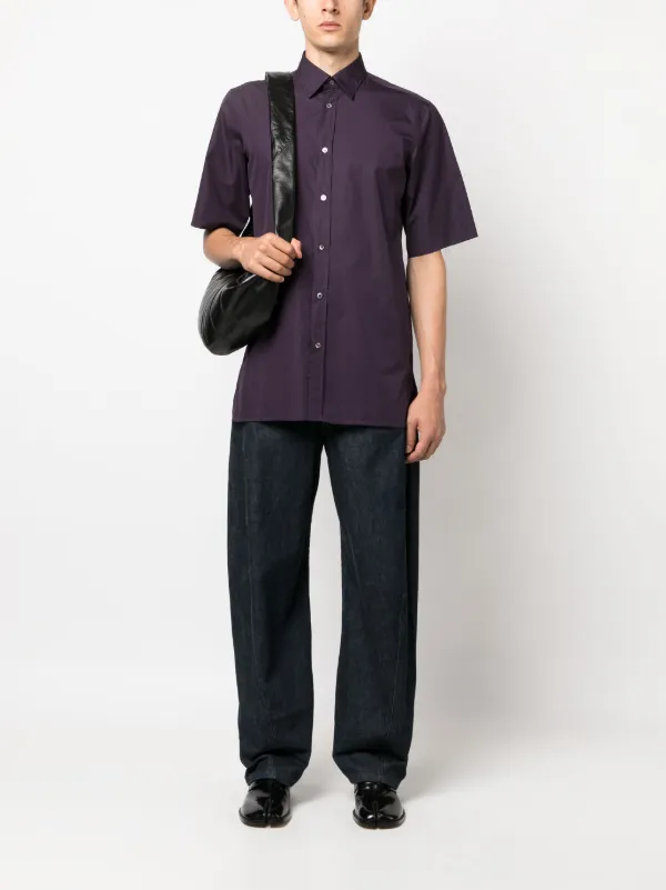fitted lace wedding dress Purple Cotton Poplin Fit and Flare Short Button-Down Shirt Dress 58