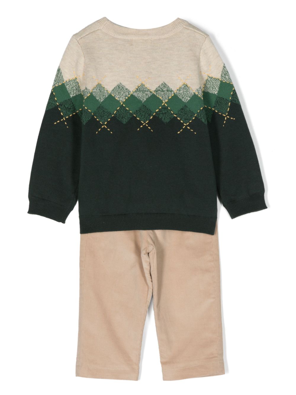 Abel & Lula intarsia-knit jumper and trousers set - Beige