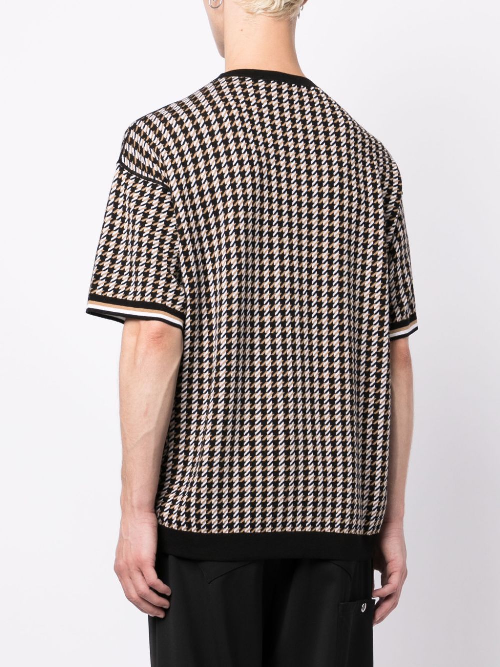 BOSS houndstooth-print striped-edge T-Shirt - Farfetch