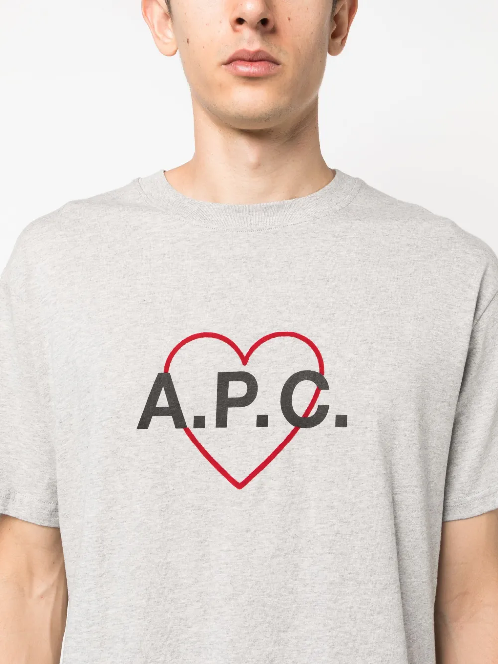 Apc Heart Logo Cotton T-shirt In 灰色