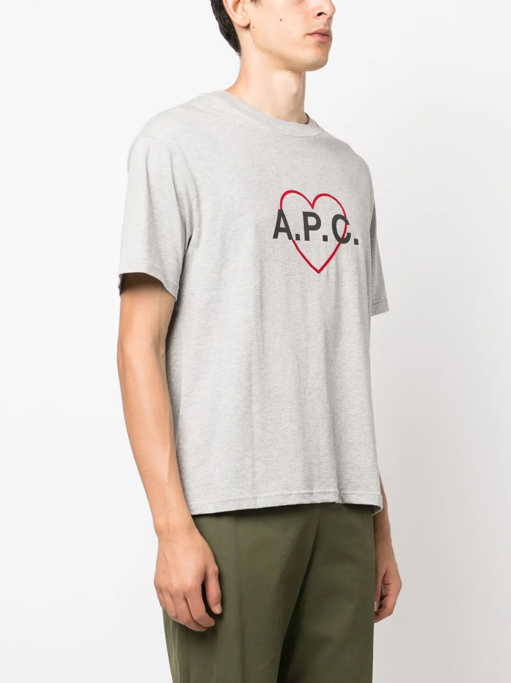 Apc Heart Logo Cotton T-shirt In 灰色