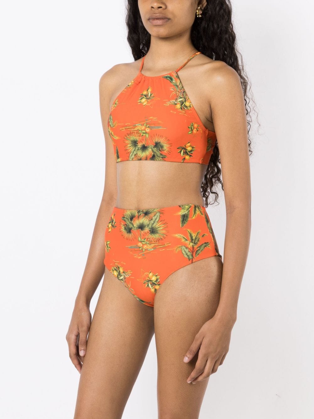 Shop Lygia & Nanny Violeta Botanical-print Bikini Bottoms In Orange