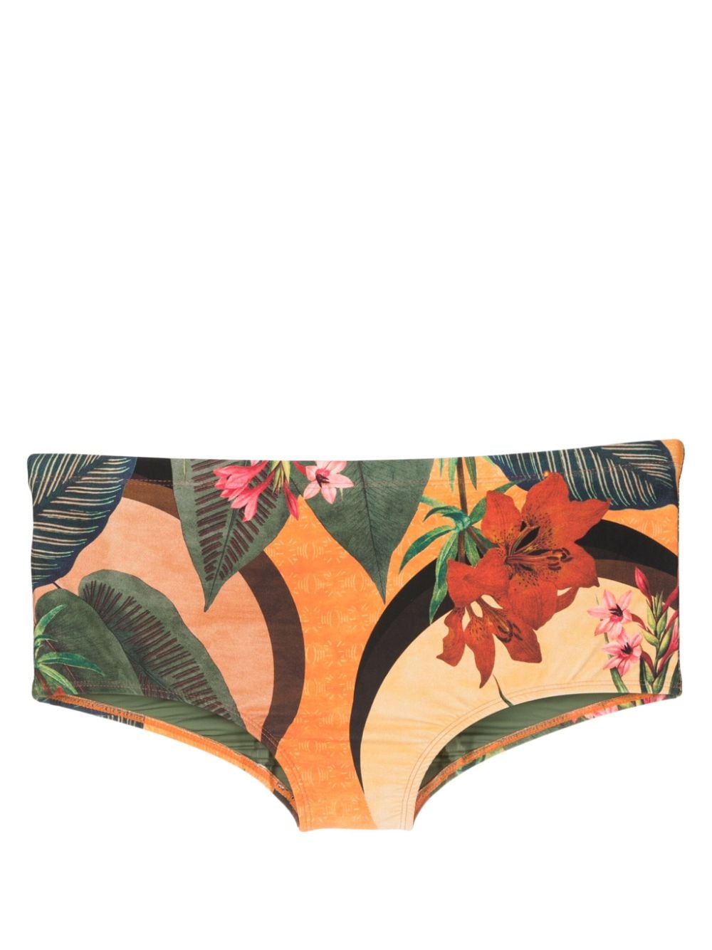 Lygia & Nanny Copacabana Botanical-print Swimming Trunks In Orange