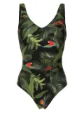 Lygia & Nanny Laila leaf-print swimsuit - Green