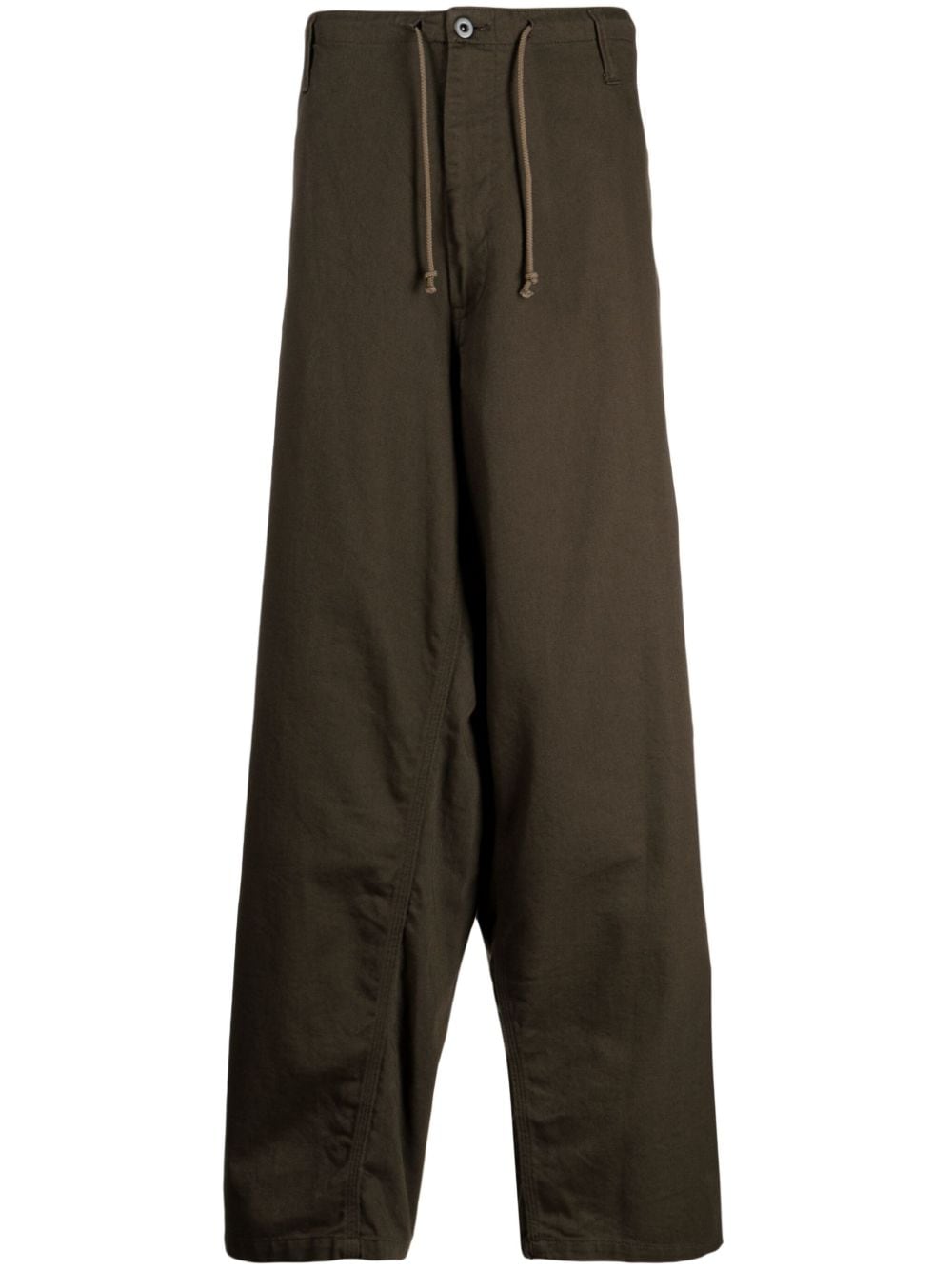 Yohji Yamamoto Painter Wide-leg Cotton Trousers In Green