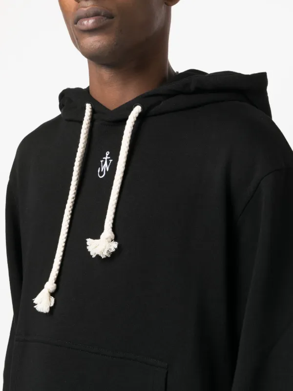 JW Anderson logo-embroidered Drawstring Hoodie | Black