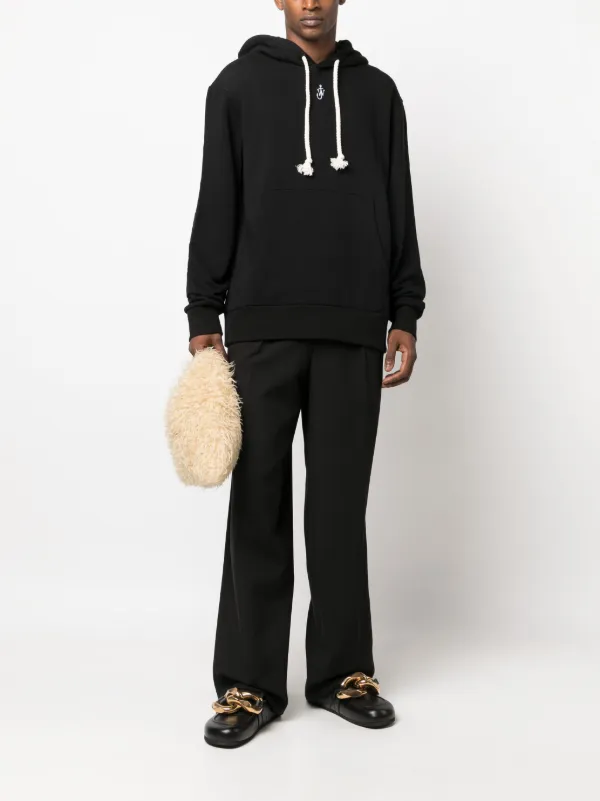 ★J W ANDERSON★ Logo embroidered drawstring hood black JW01 JW Anderson logo-embroidered Drawstring Hoodie | Black