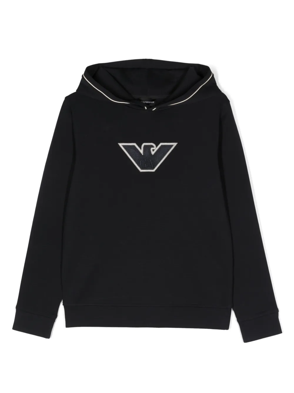 Emporio Armani Kids logo-embroidered jersey hoodie | Blue | Image 1
