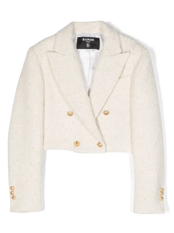 Balmain Kids Cropped Tweed Blazer - Farfetch